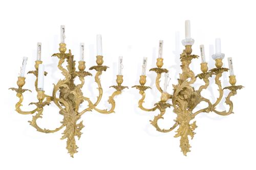 Pareja de apliques de siete luces de estilo Luis XV.Decor