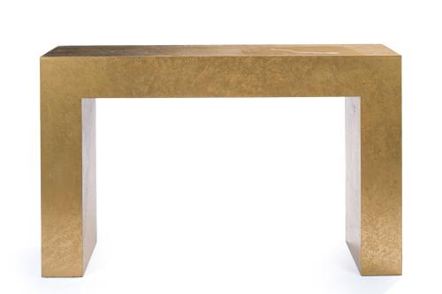 Consola de diseño contemporáneo en metal dorado. 