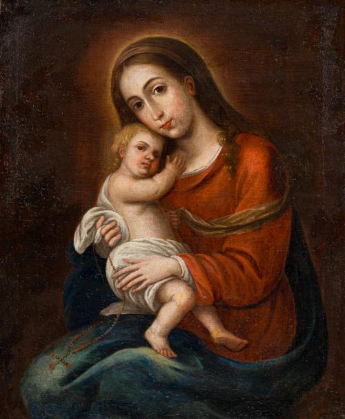 ESCUELA SEVILLANA. Entre 1650 -1660, La Virgen con el Niño,