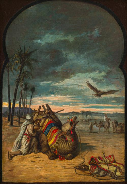 658   -  <p><span class="object_author">ESCUELA ESPAÑOLA. Segunda mitad del siglo XIX - Beduino intentando matar un ave rapaz</span></p>
