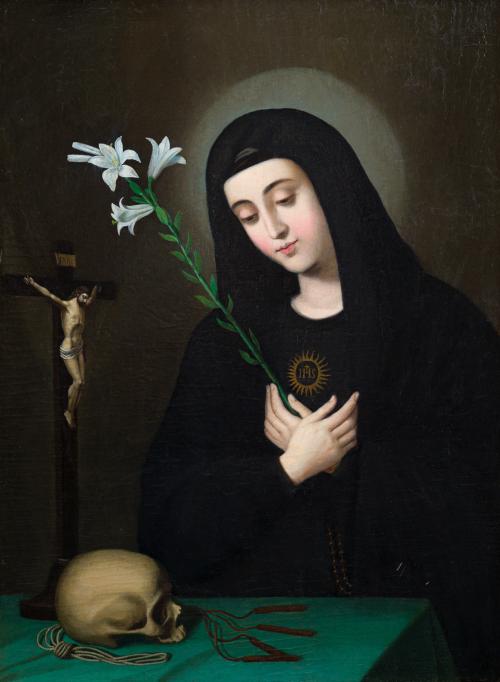ESCUELA QUITEÑA. Hacia 1845, Retrato de Mariana de Jesús, Ó