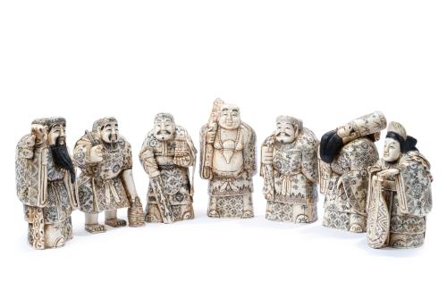 ESCUELA CHINA C. 1900"Siete sabios del Bosque de Bambú"