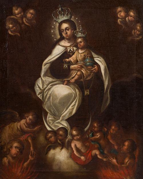 608   -  <p><span class="object_author">ESCUELA ESPAÑOLA. Primera mitad del siglo XVIII - La Virgen del Carmen con las ánimas del purgatorio </span></p>