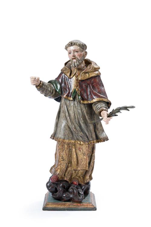 ESCUELA SEVILLANA. Siglo XVIII, San Román, Madera tallada, 