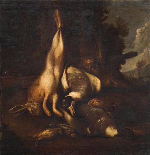 620   -  <p><span class="object_author">ESCUELA ESPAÑOLA. Primera mitad del siglo XVIII - Bodegón de caza<br/></span></p>