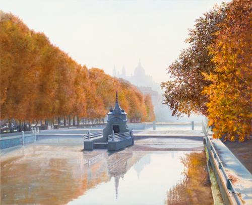 CARMEN MARCOS (Madrid, 1953), Bruma en el Manzanares, Óleo 