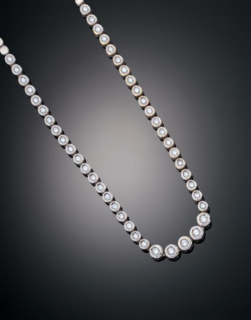 GARGANTILLA RIVIERE EN ORO BLANCO DE 18 K