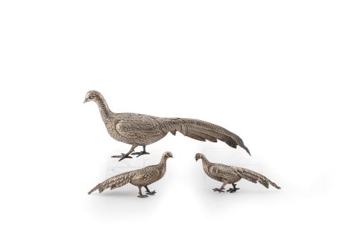 176   -  <p><span class="object_title">Lote de faisanes en plata española punzonada.</span><br></p>