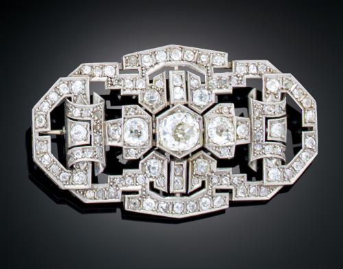 BROCHE CON DIAMANTES ART DECÓ EN PLATINO 