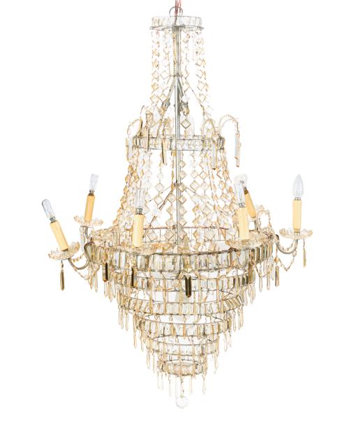 Gran lámpara de techo de seis brazos de luz, La Granja, fin