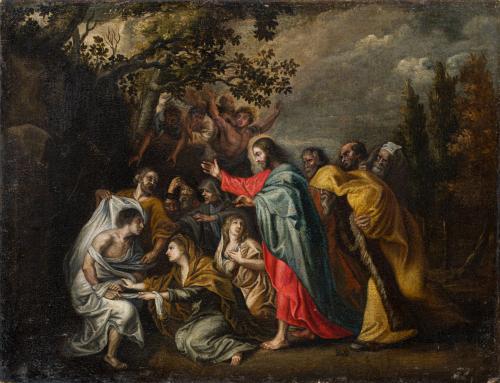 ESCUELA FLAMENCA. Siglo XVII, La resurreción de Lázaro, Óle