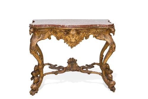 Consola Felipe V, España, S.XVIIIEn madera tallada, dorad