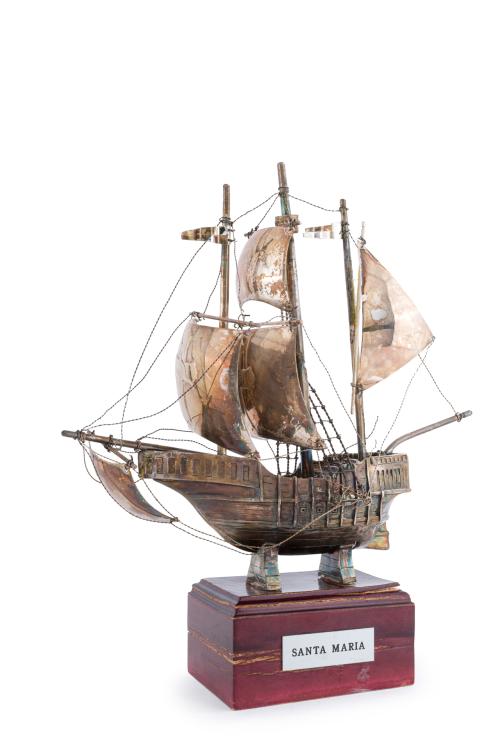 Carabela "La Santa María" en plata española punzonada. Co