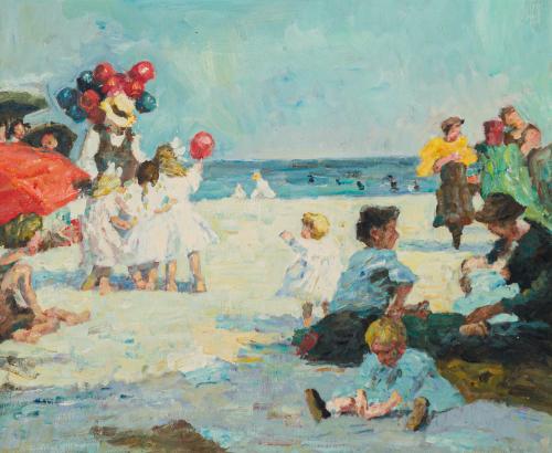 714   -  <p><span class="object_author">ESCUELA CATALANA DEL SIGLO XX - Jugando en la playa</span></p>