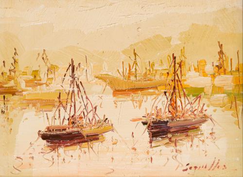 713   -  <p><span class="object_author">ANTONIO SEGRELLES (Valencia, 1889 - 1969) - Escenas de barcas</span></p>
