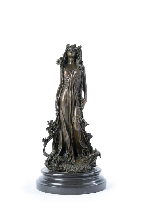 ESCUELA ESPAÑOLA S. XX"Dama modernista"Escultura en bro