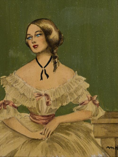 633   -  <p><span class="object_title">Marco antiguo florentino en madera tallada, dorada y policromada con decoración de motivos florales y tornapuntas vegetales. Con retrato de dama.</span><br></p>