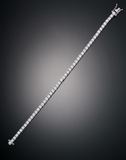 PULSERA RIVIERE CON DIAMANTES EN ORO BLANCO DE 18 K