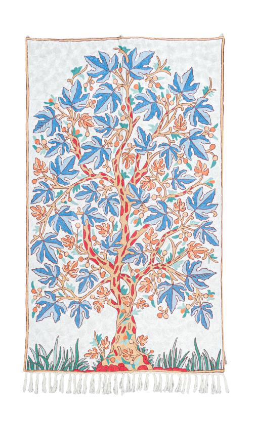 Tapiz de diseño contemporáneo tejijo en telar de bajo lizo. 