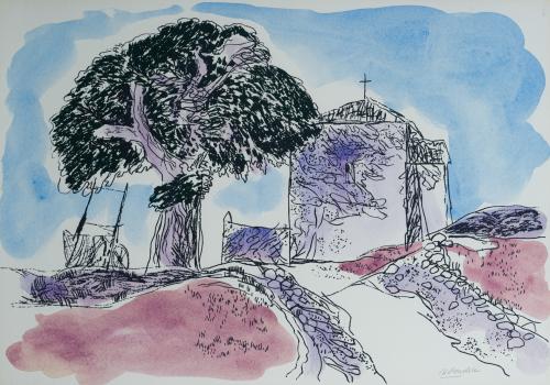 AGUSTÍN REDONDELA (Madrid 1922-2015), Paisaje con iglesia, 