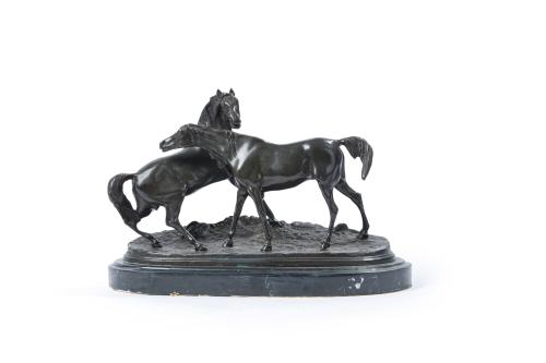 PIERRE-JULES MÉNE (1810-1879)"L'accolade aux Chevaux arab