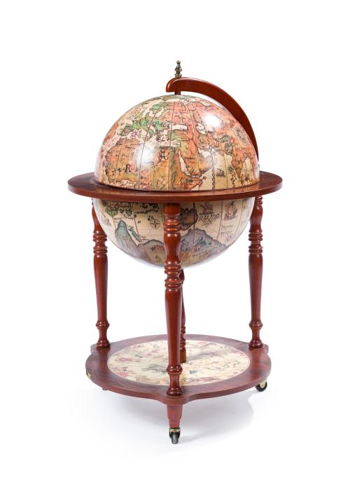 "Globo-bar"En madera pintada. Tapa abatible y mueble bar 