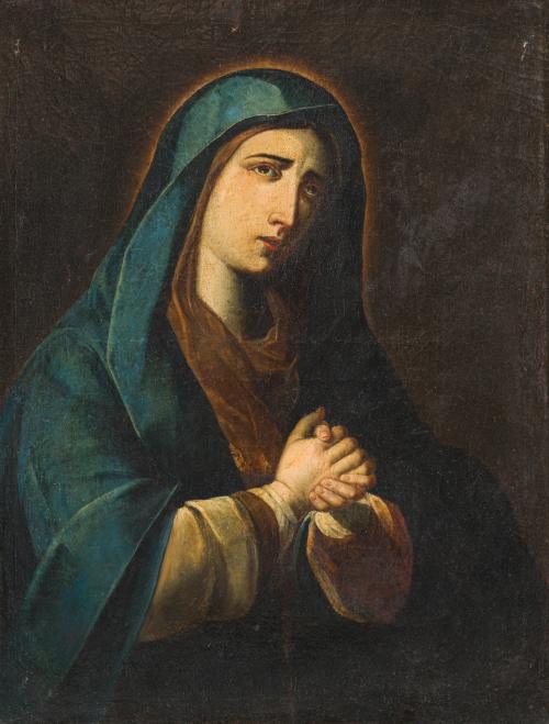 ESCUELA ESPAÑOLA. Siglo XVIII, La Dolorosa, Óleo sobre lien