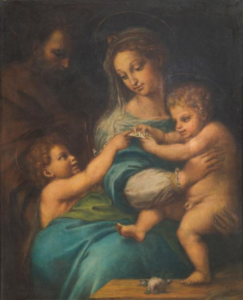 ESCUELA ESPAÑOLA. Siglo XX, La Sagrada Familia con san Juan