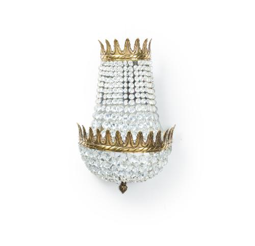 Aplique estilo Imperio en bronce dorado y cristal con decor