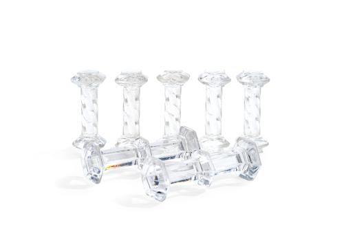 Juego de 7 soportes para cubiertos en cristal.