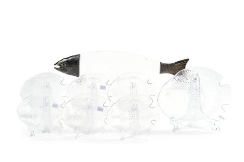 Juego para pescado formado por 6 platos con forma de pez en