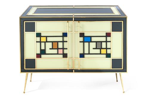 Aparador Mondrian, Murano, Italia, c.1980Estructura de ma