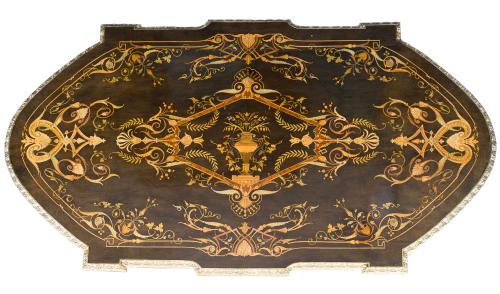 Mesa de centro Napoleón III, Francia c. 1880En madera ebo
