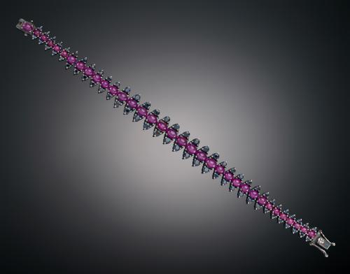 PULSERA CON RUBÍES Y ZAFIROS EN PLATA