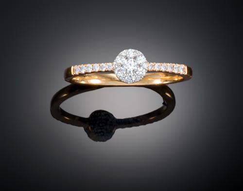 SORTIJA SOLITARIO CON DIAMANTES EN ORO ROSA 18 K