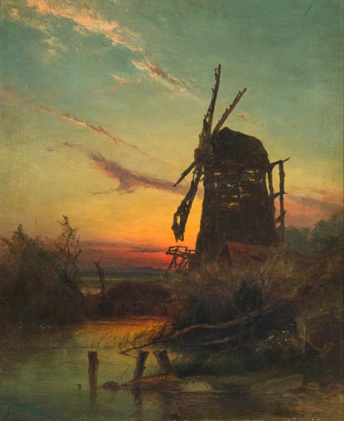 603   -  <p><span class="object_author">JAMES FRANCIS DANBY (Irlanda, 1793 - 1861). Siglo XIX - Molino de aceite al atardecer</span></p>
