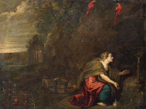 ESCUELA FLAMENCA. Siglo XVII, María Magdalena penitente, Ól