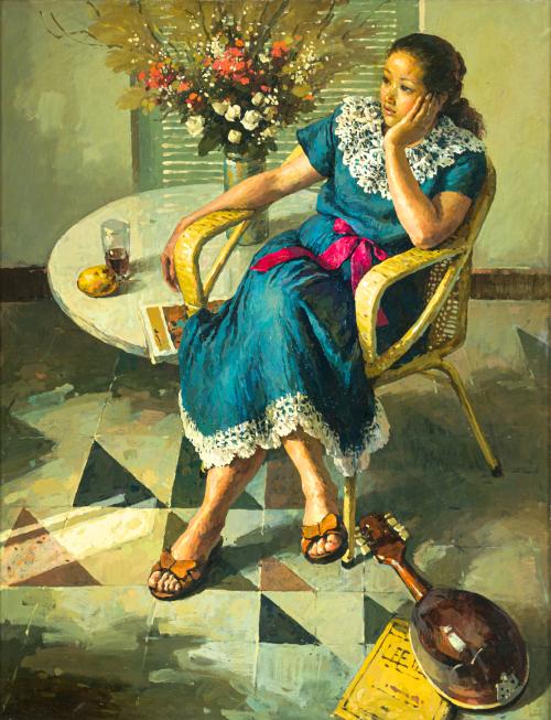 696   -  <p><span class="object_author">FERNANDO AMORSOLO CUETO (San Fernando de Paco, 1892 – Ciudad Quezón, 1972). Primera mitad siglo XX  - Joven filipina</span></p>