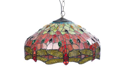 Lámpara de techo de estilo Tiffany, pps. S. XX.En cristal