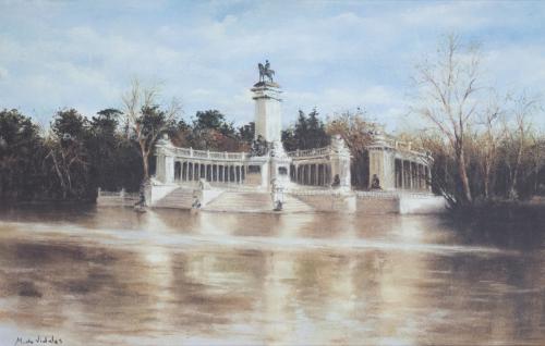 658   -  <p><span class="object_author">JOSÉ MARTÍN DE VIDALES (Madrid, 1930) - Vista del monumento a Alfonso XII desde el estanque del parque del Buen Retiro</span></p>