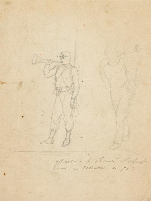 667   -  <p><span class="object_author">ESCUELA FRANCESA. Segunda mitad del siglo XIX - Soldados con corneta</span></p>