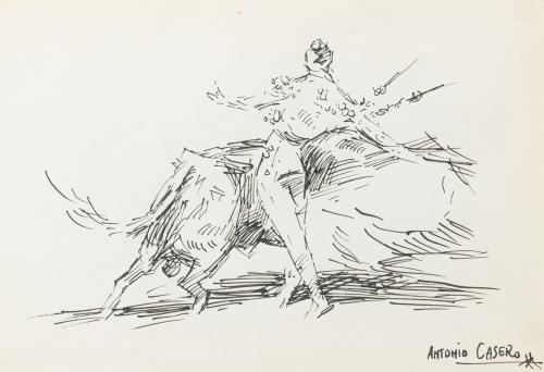 664   -  <p><span class="object_author">ANTONIO CASERO (Madrid, 1897 - 1973). Siglo XX - Escena de tauromaquía</span></p>