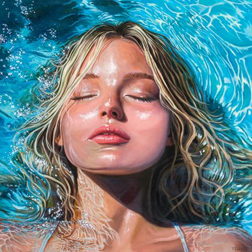 FERNANDO COBO (Madrid, 1975), La piscina, Óleo sobre lienzo 