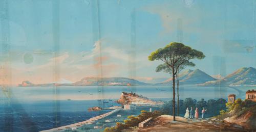350   -  <p><span class="object_author">ESCUELA NAPOLITANA DEL S. XIX - Vista de la bahía de Nápoles y Vista de la isla de Misoto </span></p>