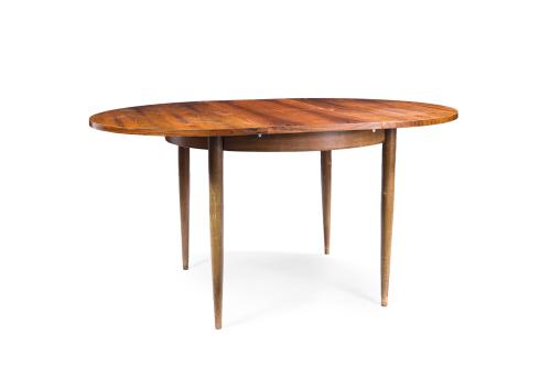 Mesa de comedor Mid-century circular en madera convertible 
