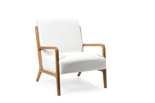 Butaca en madera, Italia años 50Con tapicería en blanco r