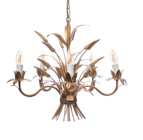 Lámpara de techo de 5 brazos de luz, Italia, años 70. En 