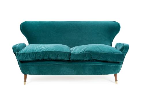 Sofa Mid-century, Italia años 50 De dos plazos con tapice