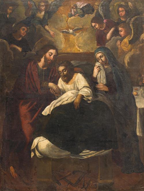 ESCUELA SEVILLANA. Siglo XVIII, La muerte de San José, Óleo