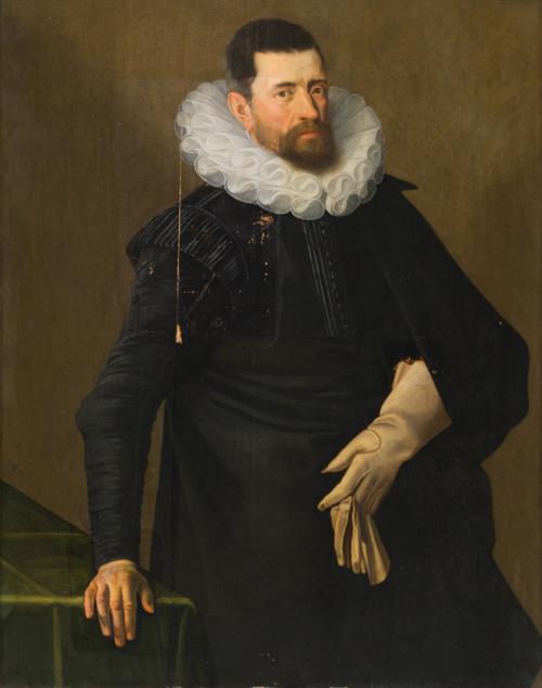 479   -  <p><span class="object_author">FRANS II POURBUS "EL JOVEN" (Amberes, 1569 - París, 1622). Finales del siglo XVI - Retrato de caballero con lechuguilla y guantes</span></p>